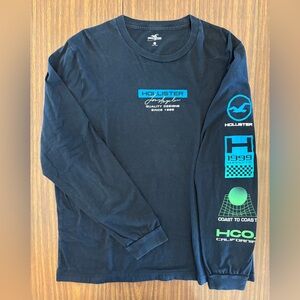 Hollister Long Sleeve Navy Blue Graphic Tee